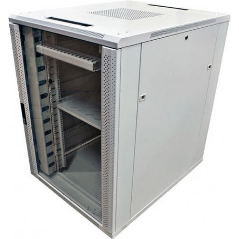 Allnet 19 Schrank 32HE B800 / T900mm *lichtgrau* SNB-Serie Glastür (10.86 HE, 19 Zoll Rack), Serverschrank, Grau