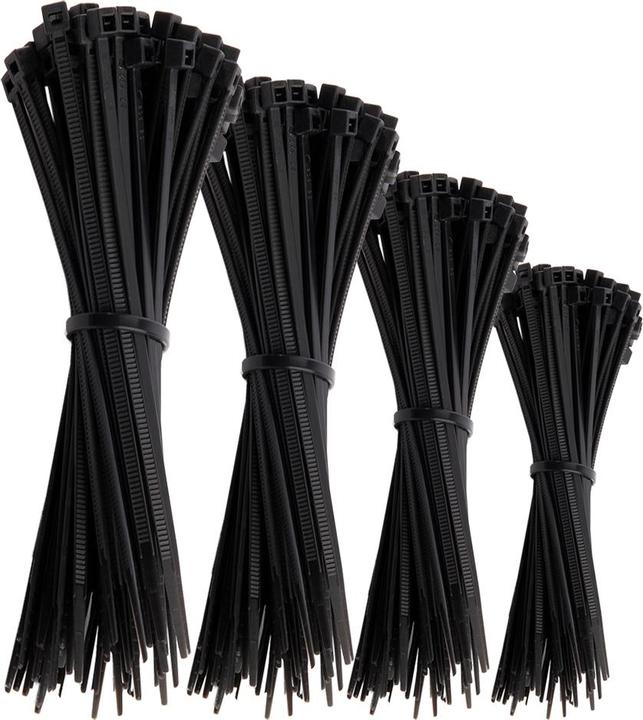 Actual product image Offgridtec Kabelbinder 400 Stk. Schwarz Nylon UV-Beständig Verschiedene Längen 100mm 150mm 200mm 300mm (Plastic cable ties, 300 mm, 400 pcs.)