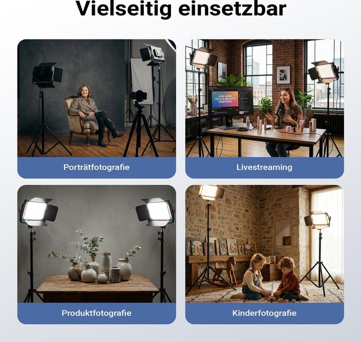 Produktbild Walimex pro LED Niova 900 Bi Color und Stativ 2er Set Lichtstativ Flächenleuchte (Flächenleuchte)