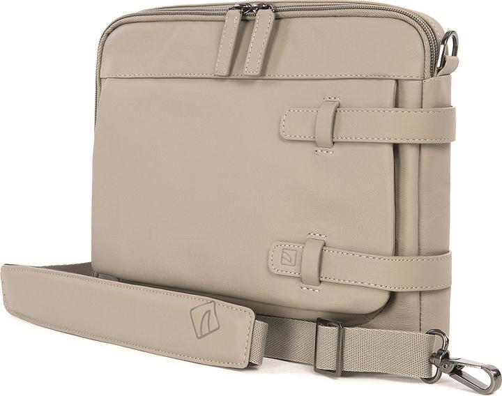 Actual product image Tucano Tema Cross-Body, leather tablet case for iPad mini, tablets up to 8 inches, light grey