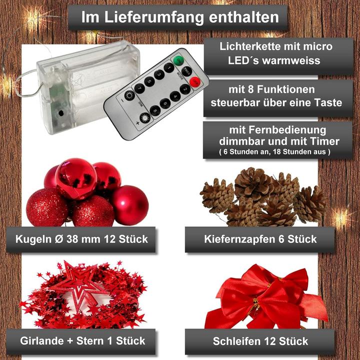 Actual product image Baunsal Künstlicher Weihnachtsbaum mit LED & Deko (60 cm)
