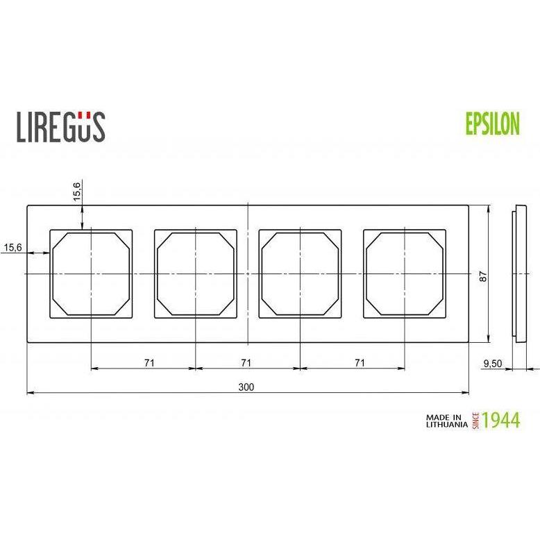 Thumbnail - Liregus, Zubehör Schalterprogramm, 4-Way Frame Matt Glass