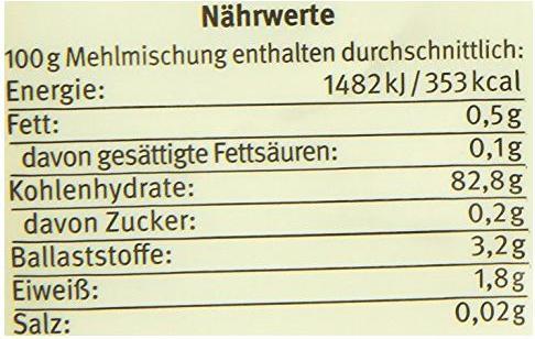 Nährwerte und Zutaten Bauckhof Mehl-Mix Universal (800 g, 1 Stk.)