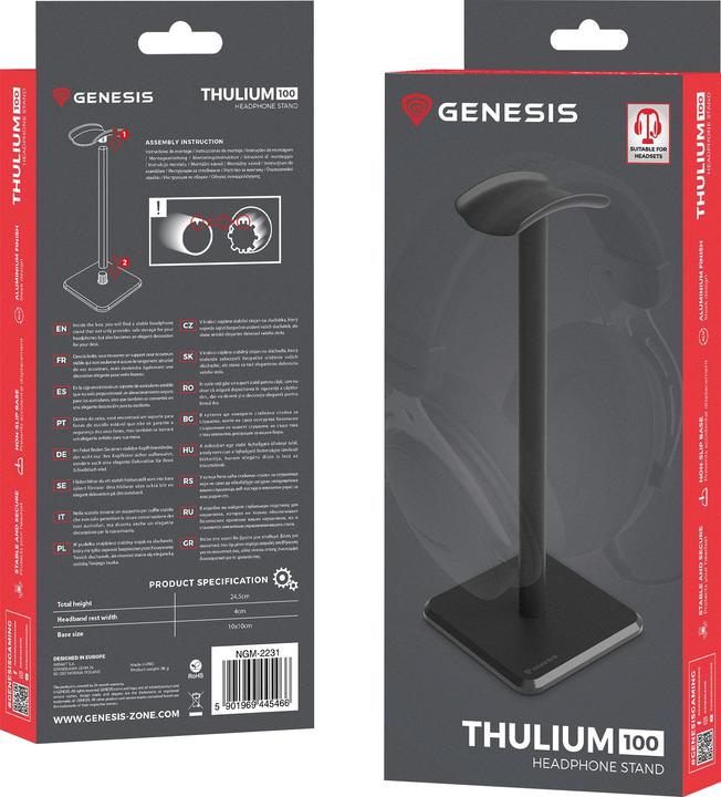 Image du produit Genesis Casque sans fil Thulium 100 Headphone Stand | NGM-2231 | Noir