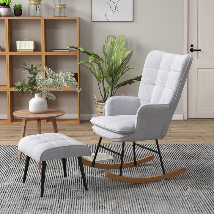 Actual product image Homcom Rocking chair with stool and high backrest