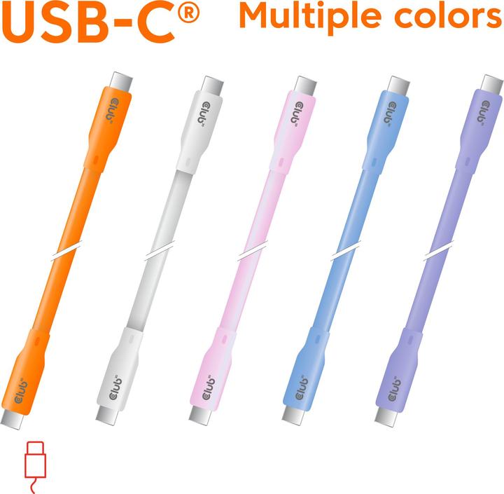 Produktbild Club 3D Club3D Lifestyle USB-C Kabel PD 240W,20Gbps 2m lila St/St retail (2 m, 240 W)