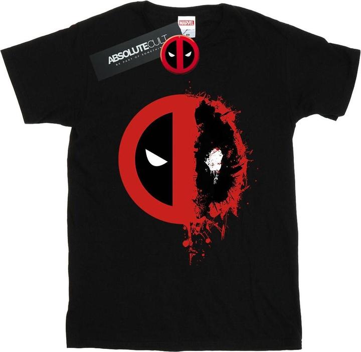 Actual product image Womens/Ladies Deadpool Split Splat Logo Cotton Boyfriend T-Shirt (3XL)