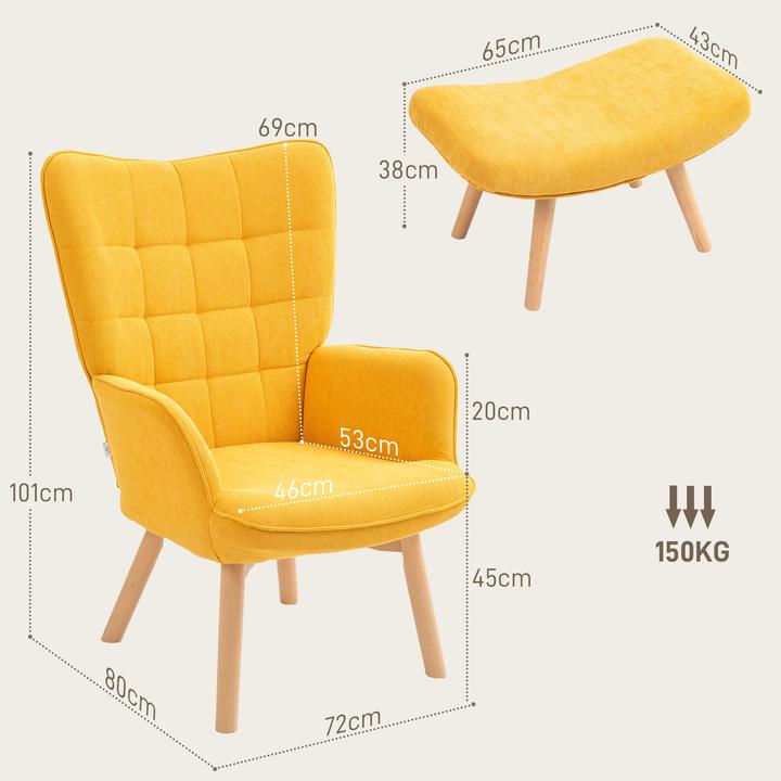 Produktbild Homcom Ohrensessel mit Hocker Kord Orange