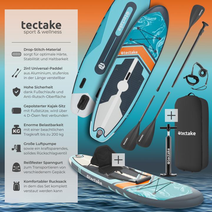 Produktbild tectake Stand-Up Paddle Board, 2in1 aufblasbar, Komplettset