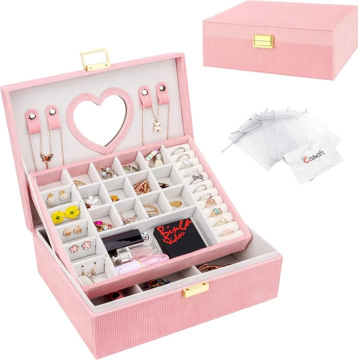 Only-Bags.Store Schmuckkästchen, grosses Schmuckkästchen mit Spiegel für Samt-Schmuckkästchen