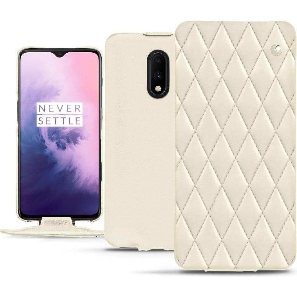 Noreve Lederschutzhülle vertikal (OnePlus 7), Smartphone Hülle, Weiss