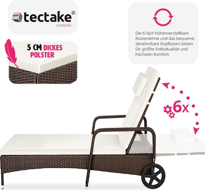 Produktbild tectake Sonnenliege Rattan (200 cm)