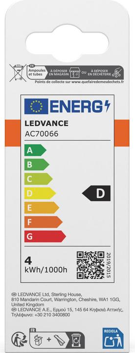 Label énergétique Osram LED Leuchtmittel LED Retrofit CLASSIC B 3.4W 840 Clear E14 Neutralweiss 4099854467189 (E14, 470 lm, 6x)