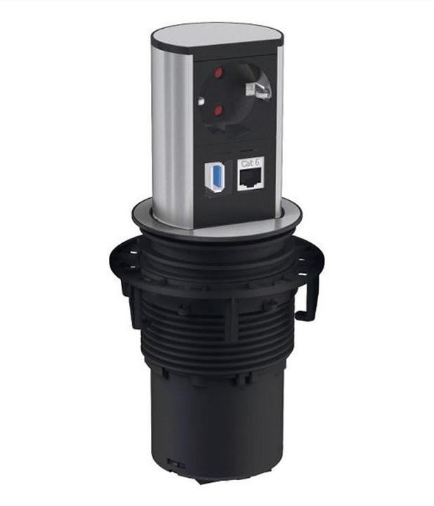Produktbild Bachmann elevator 1x schutzkontakt 1x cat6 1x usb 3.0 edelstahl (1 x, CEE 7/7, 0.50 m)