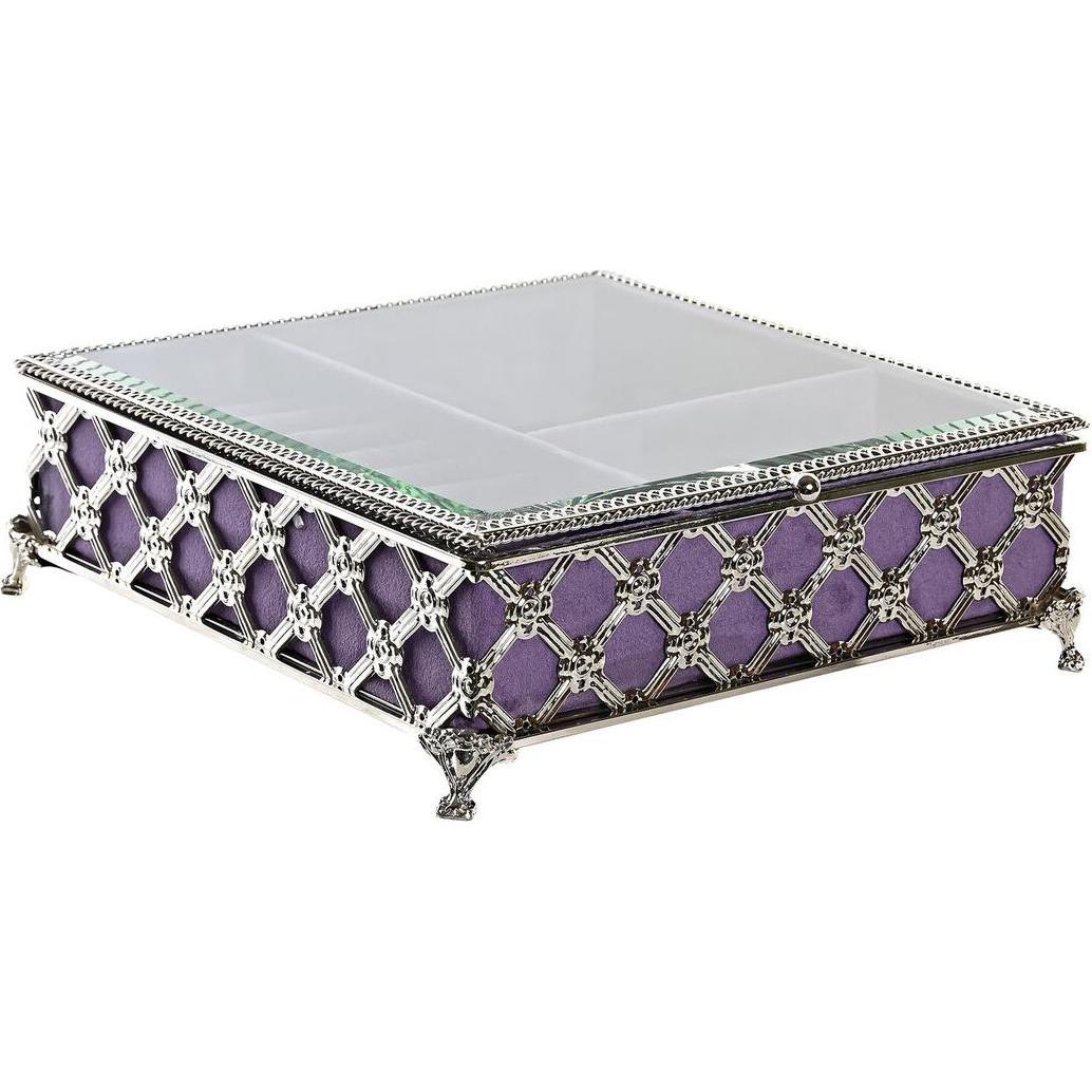 Thumbnail - DKD Home Decor, Uhrenbox + Schmuckaufbewahrung, Box-Schmuckkästchen Kristall Metall (22 x 22 x 7 cm), Silber