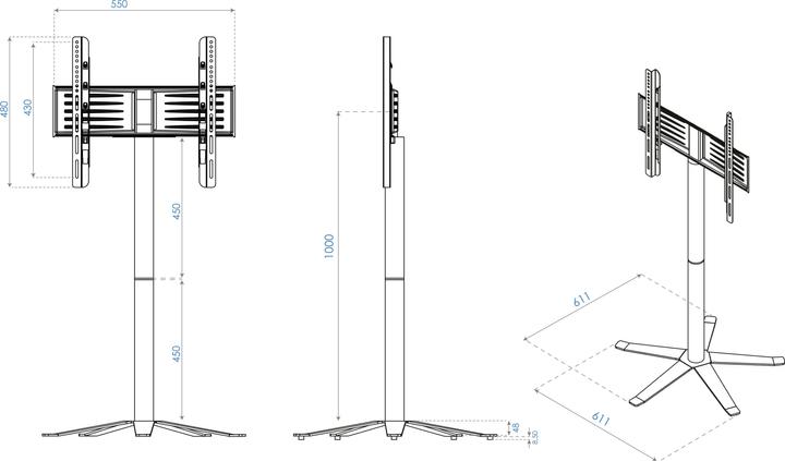 Image du produit VCM Pied TV Alu Xila (61 x 61 x 100 cm)