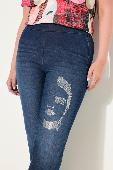 Actual product image Miamoda Slim Fit Glittering Rhinestone Face Jeggings (48)