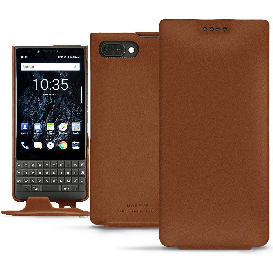 Noreve Lederschutzhülle vertikal (Blackberry KEY2), Smartphone Hülle, Braun