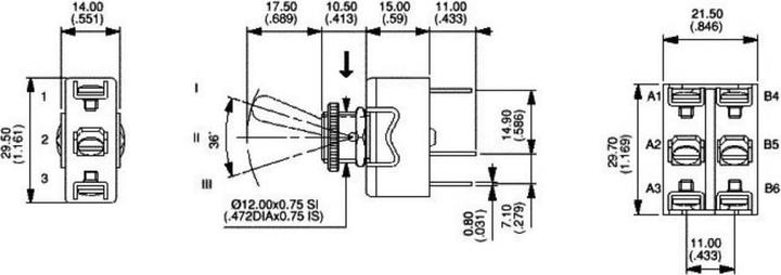 Immagine prodotto APEM 6-639H/2 Interruttore a levetta 250 V/AC 6 A 1 x on/off/on a scatto/0/latching 1 pz.