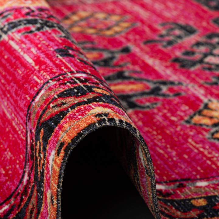 Produktbild Pergamon Kurzflor Designer Teppich Modern Vintage Orient Muster (140 x 200 cm)