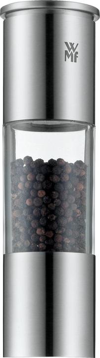 Productafbeelding WMF Zoutmolen Pepermolen 18cm Keramische Molen Glazen Container Roestvrij Staal (Peper)