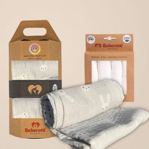 Image du produit Beberotti Couverture d'emmaillotage en mousseline biologique Rabbit 120120 cm (120 cm, 120 cm)