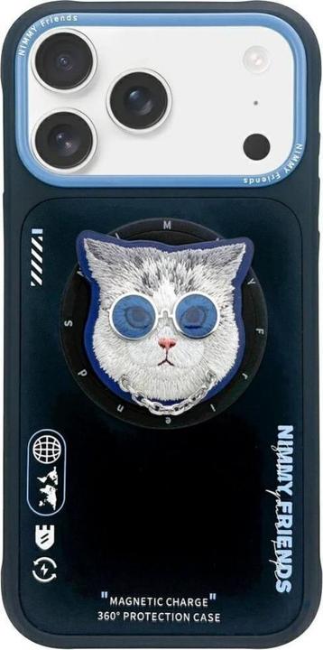 Produktbild Nimmy Etui Glasses Cool Cat MagSafe do iPhone 17 czarno niebieski (Apple iPhone 17)