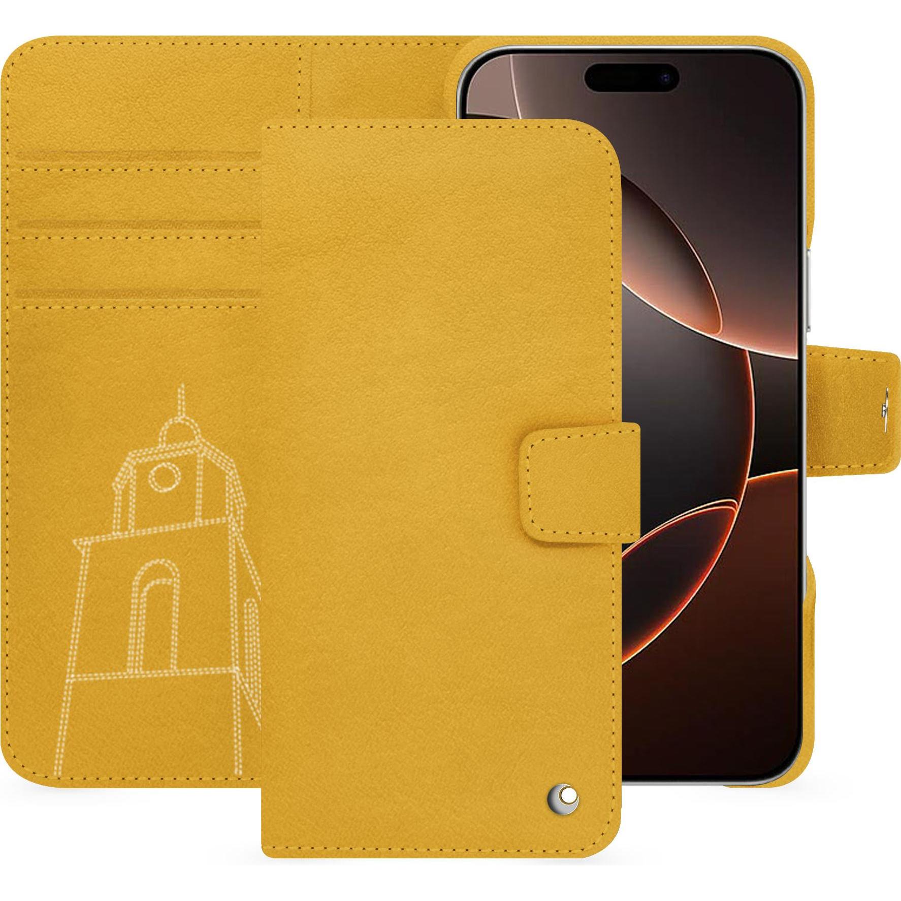 Noreve Lederschutzhülle Apple iPhone 16 Pro (Apple iPhone 16 Pro), Smartphone Hülle, Gelb