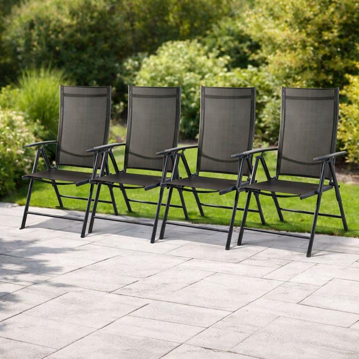 Actual product image Mojawo 4 Stk. Garten Klappstuhl Aluminium - Textilen Anthrazit / Anthrazit