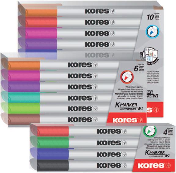 Energy Label Kores K MARKER W1" non-permanent markers, case of 10 (Multicoloured, 1 mm, 10 x)