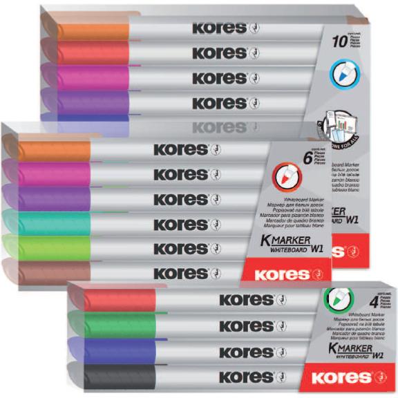 Thumbnail - Kores, Marker, Non-Permanent Marker "K MARKER W1", 10er Etui (Mehrfarbig, 1 mm, 10 x)