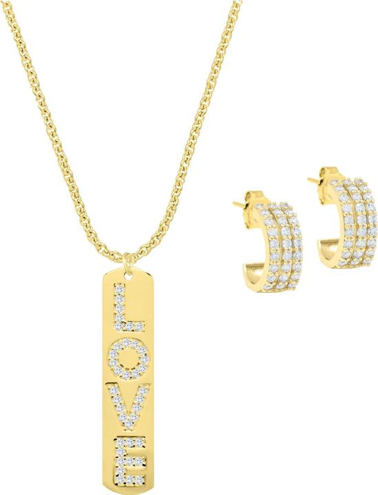 Immagine prodotto Candy Parure di gioielli LOVE, argento Sterling 925, placcato oro (Placcato oro 18k, Argento 925)
