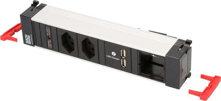 Produktbild Bachmann Einbausteckerleiste POWER FRAME 2x T13, USB, Custom-ABD Leer (2 x, USB-A, Typ 13, 0.20 m)