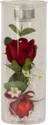 Actual product image IKO Glass for tea light with red rose decoration h=21.