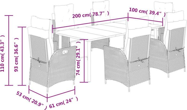 Produktbild vidaXL Garten Essgruppe (200 x 100 x 74 cm)