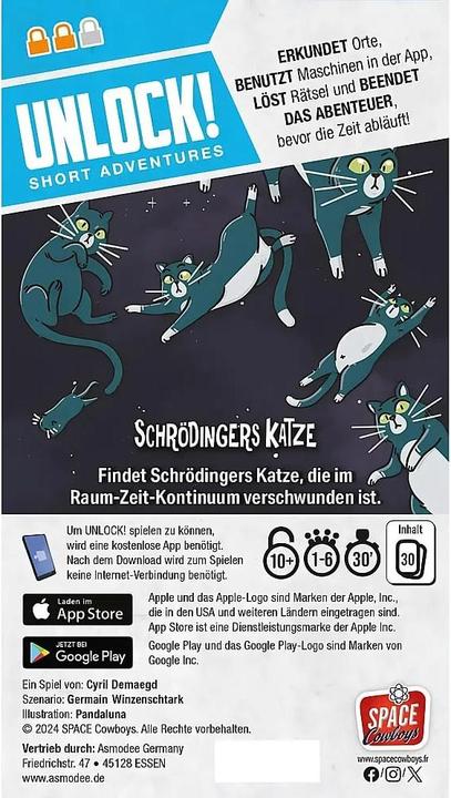 Produktbild Asmodée Unlock! Short Adventures Schrödingers Katze (Deutsch, 1 - 6 Spieler)