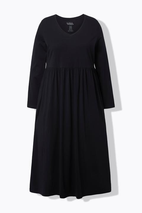 Produktbild Ulla Popken Maxikleid, A-Linie, V-Ausschnitt, Langarm (58, 60)