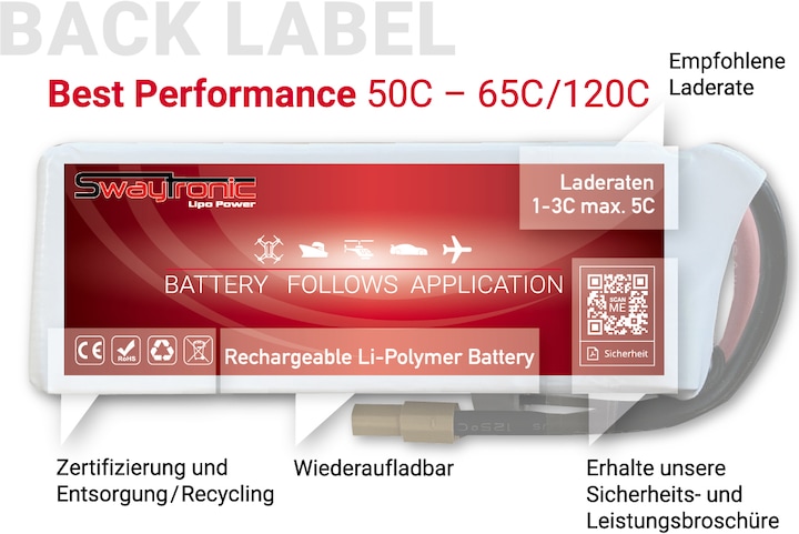 Actual product image Swaytronic 4S 14.8V 2600mAh 50C/100C XT60 (14.80 V, 2600 mAh)