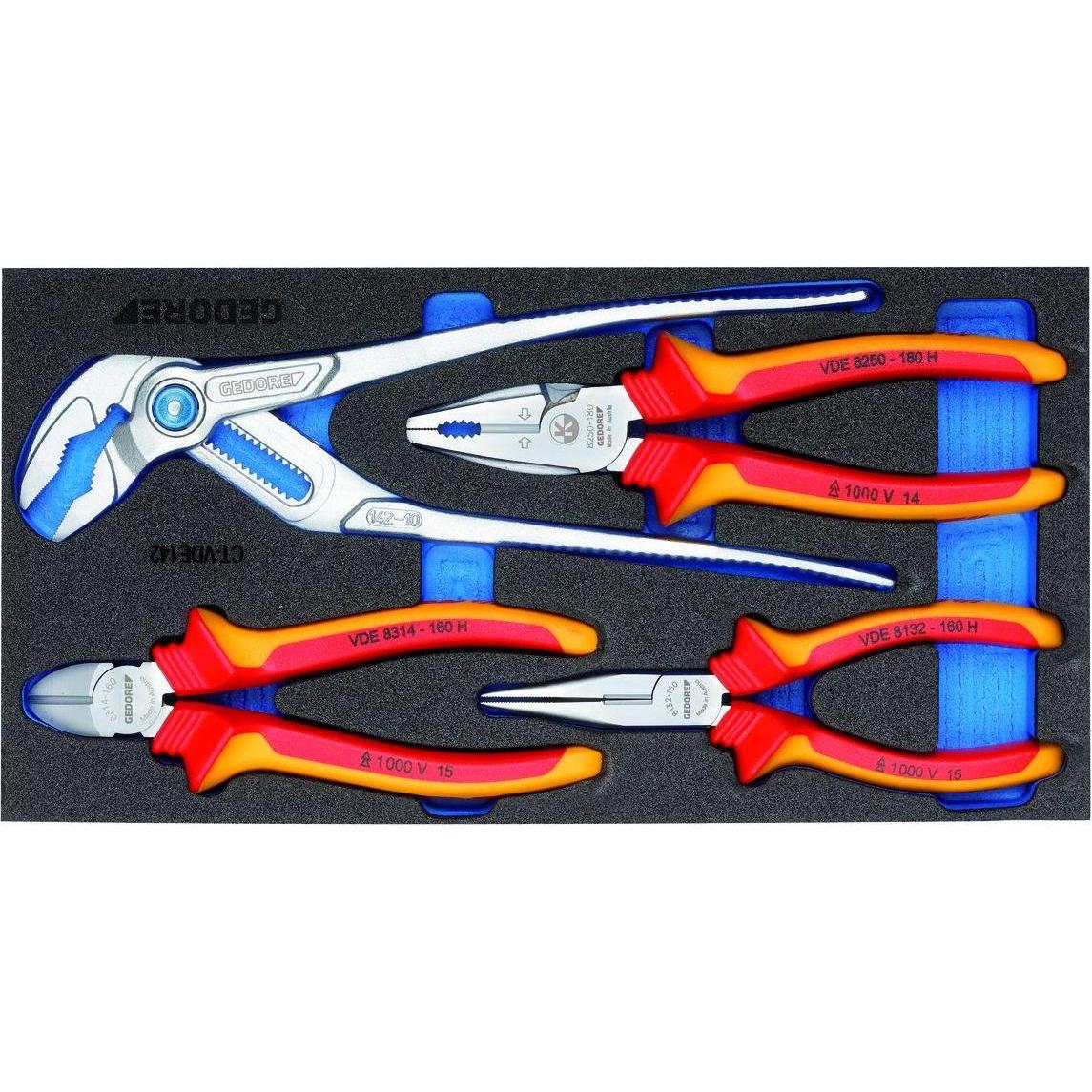 Gedore, Zange, 1500 CT1-VDE 142 VDE-Zangen-Sortiment in Check-Tool-Modul (310 mm)