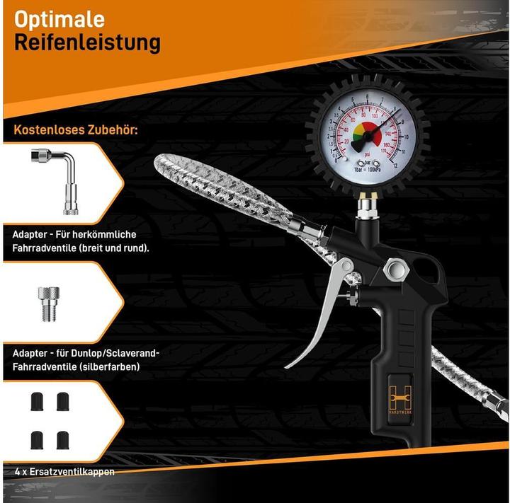 Produktbild Hardtwerk Druckluft-Reifenfüllmesser Messbereich: 012 bar