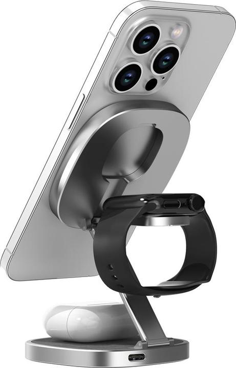 Produktbild Xlayer MagFix Pro 3 in 1 Induktive Ladestation grau, 15 Watt (15 W)