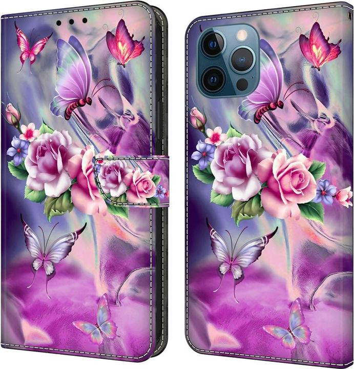 Produktbild Art iPhone 15 Pro Max Buch Etui Tasche mit Kartenfach Rosen (Apple iPhone 15 Pro Max)