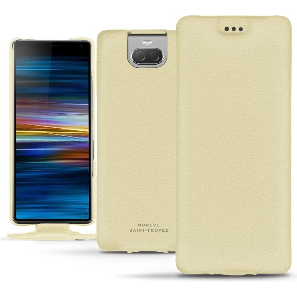 Noreve Lederschutzhülle vertikal (Sony Xperia 10), Smartphone Hülle, Beige