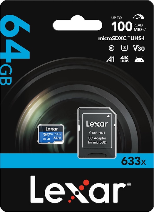 Produktbild Lexar High-Performance 633x microSDHC/microSDXC UHS-I U3 (64 GB, microSDXC, U3, UHS-I)