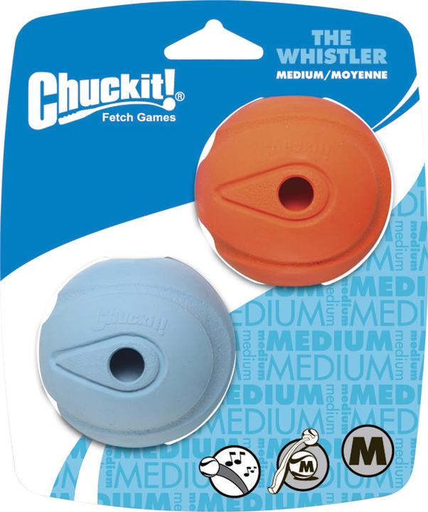 Chuckit! SCACCO! Palla per cani Whistler M - Palla per cani - 2 pezzi (Gioco da masticare per cani)
