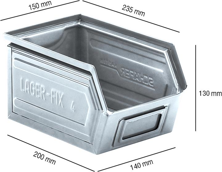 Schäfer Shop SSI Schäfer LF 14/7-4 open fronted storage box, steel, L 235 x W 150 x H 130 mm, 3.5 l, various