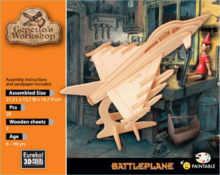 Actual product image Eureka! Gepetto's Workshop wooden kit 3D - fighter jet