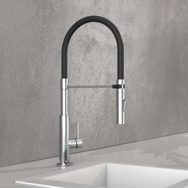 Produktbild Schütte Wasserhahn Küche STILO Spültischarmatur Chrom Schwarz Chrom Rot Schwenkbar 79180