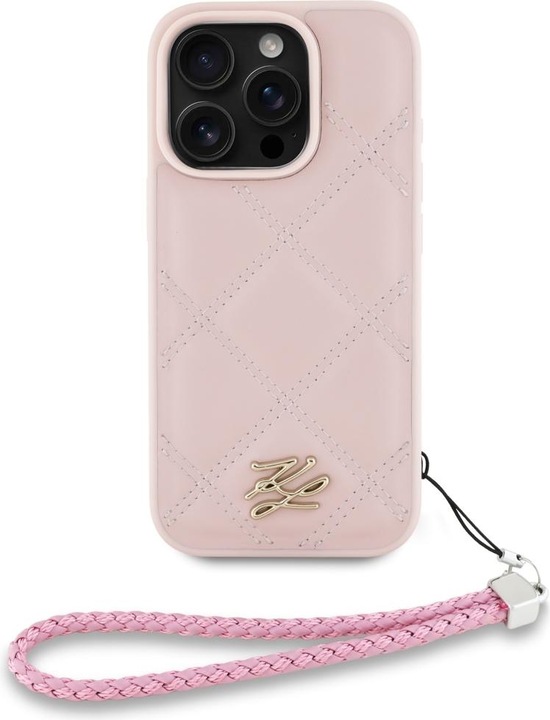Produktbild Karl Lagerfeld Case Quilted Initial Logo & Chain Strap for iPhone 16 Pro Max pink (Apple iPhone 16 Pro Max)