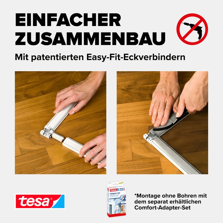 Immagine prodotto tesa Zanzariera Alu COMFORT per finestre, con telaio in alluminio, senza foratura (120 x 150 cm)